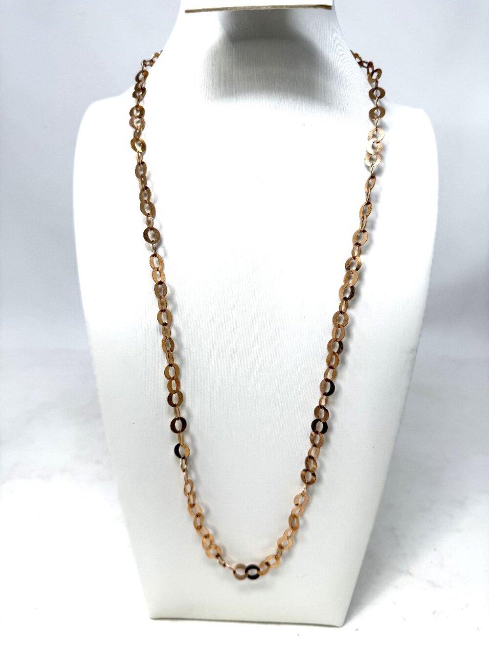 MILOR Italy Necklace 24" Bronze Circle Link Chain Textured Gold Tone Italian